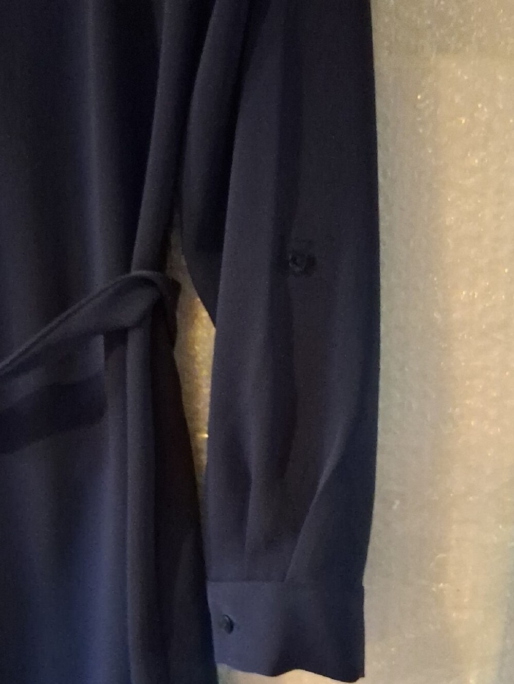 Adrienne Vittadini Navy Blue Long-Sleeve Tunic Shirt Dress with Chest Pockets - Picture 5 of 12